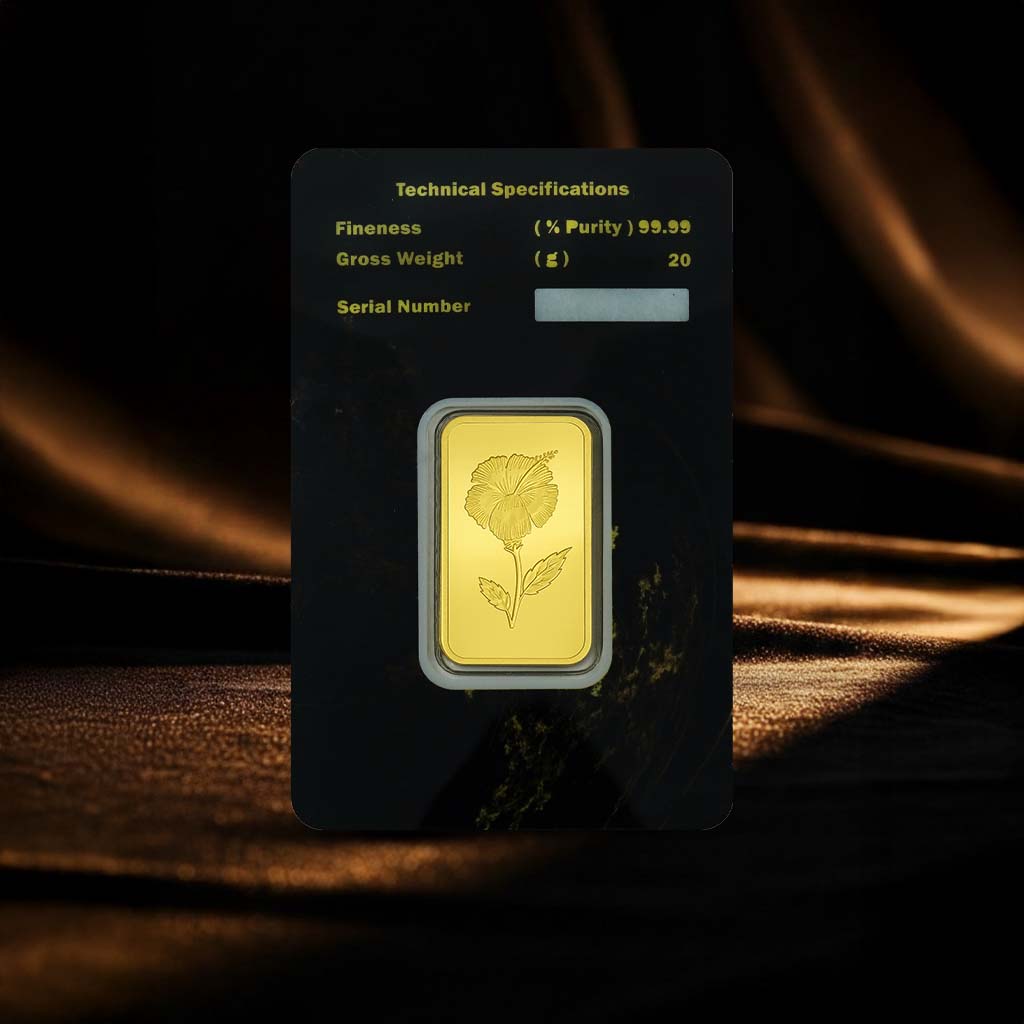 20 Grams Flower Motif Gold Bar